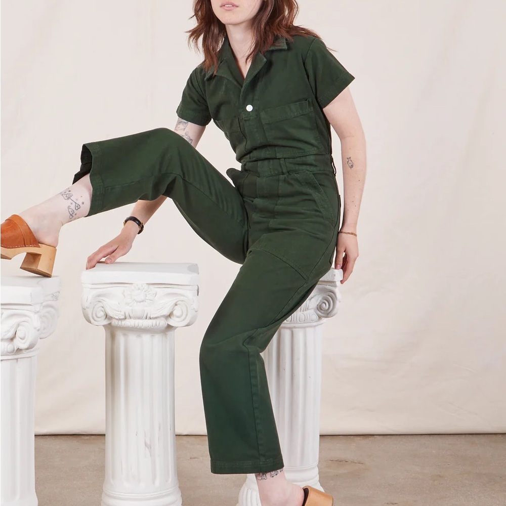 Big Bud Press petite short sleeve jumpsuit in swamp green